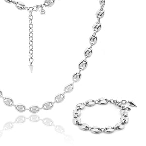 Silk & Steel Mariner Necklace in silver stainless steel Jewellery Set 