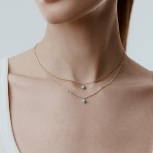 Silk & Steel Superfine mini Turquoise Necklace and Rope Ring in rhodium-plated sterling silver Jewellery Set 