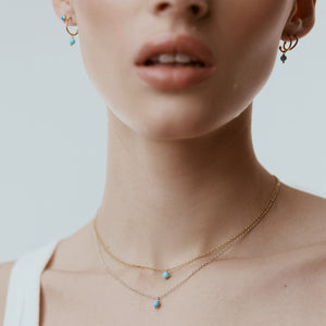 Silk & Steel Superfine mini Turquoise Necklace and Rope Ring in gold-plated sterling silver Jewellery Set 