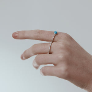 Silk & Steel Superfine mini Turquoise Necklace and Rope Ring in rhodium-plated sterling silver Jewellery Set 