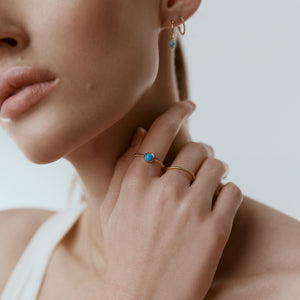 Silk & Steel Superfine mini Turquoise Necklace and Rope Ring in gold-plated sterling silver Jewellery Set 