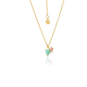 Silk & Steel Bloom Necklace in Gold with Amazonite, Rose Quartz and Pink Opal Gemstones