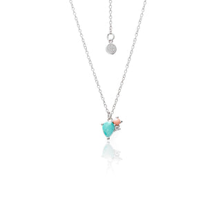 Silk & Steel Bloom Necklace in Silver with Amazonite, Rose Quartz and Pink Opal Gemstones