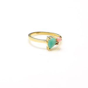 Silk & Steel Bloom Ring in Gold with Amazonite, Rose Quartz and Pink Opal Gemstones