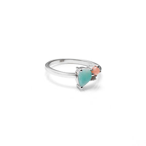 Silk & Steel Bloom Ring in Silver with Amazonite, Rose Quartz and Pink Opal Gemstones