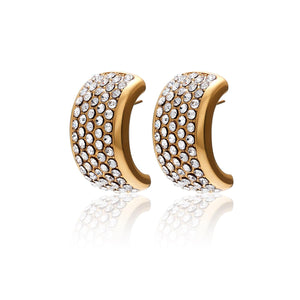 Silk & Steel Jewellery Gold-Plated Diva Statement Earrings with Clear Cubic Zirconia