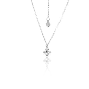 Silk & Steel Flora Necklace Sterling Silver with Clear Cubic Zirconias