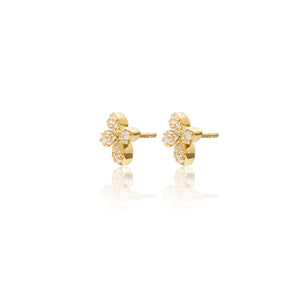 Silk & Steel Flora Studs Gold Sterling Silver with Clear Cubic Zirconias