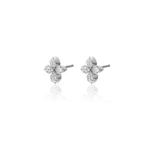 Silk &Steel Flora Studs Sterling Silver with Clear Cubic Zirconias