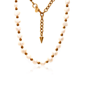 Silk & Steel Jewellery Lumina Necklace Pearl + Gold