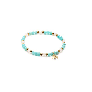 Silk & Steel Jewellery Serenity Bracelet Amazonite, Rose Quartz + Gold