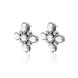 Silk & Steel Jewellery Silver Soleil Statement Earrings with Faux Pearls