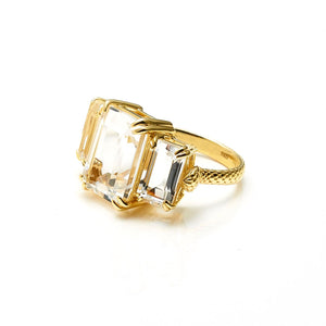 Silk & Steel Temptation Ring Gold Sterling Silver with Clear Crystal