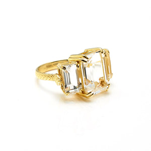 Silk & Steel Temptation Ring Gold Sterling Silver with Clear Crystal