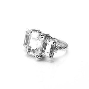 Silk & Steel Temptation Ring Sterling Silver with Clear Crystal