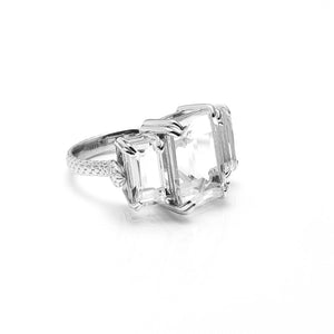 Silk & Steel Temptation Ring Sterling Silver with Clear Crystal