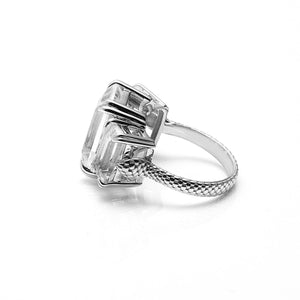 Silk & Steel Temptation Ring Sterling Silver with Clear Crystal