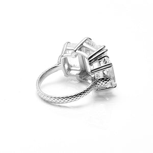 Silk & Steel Temptation Ring Sterling Silver with Clear Crystal