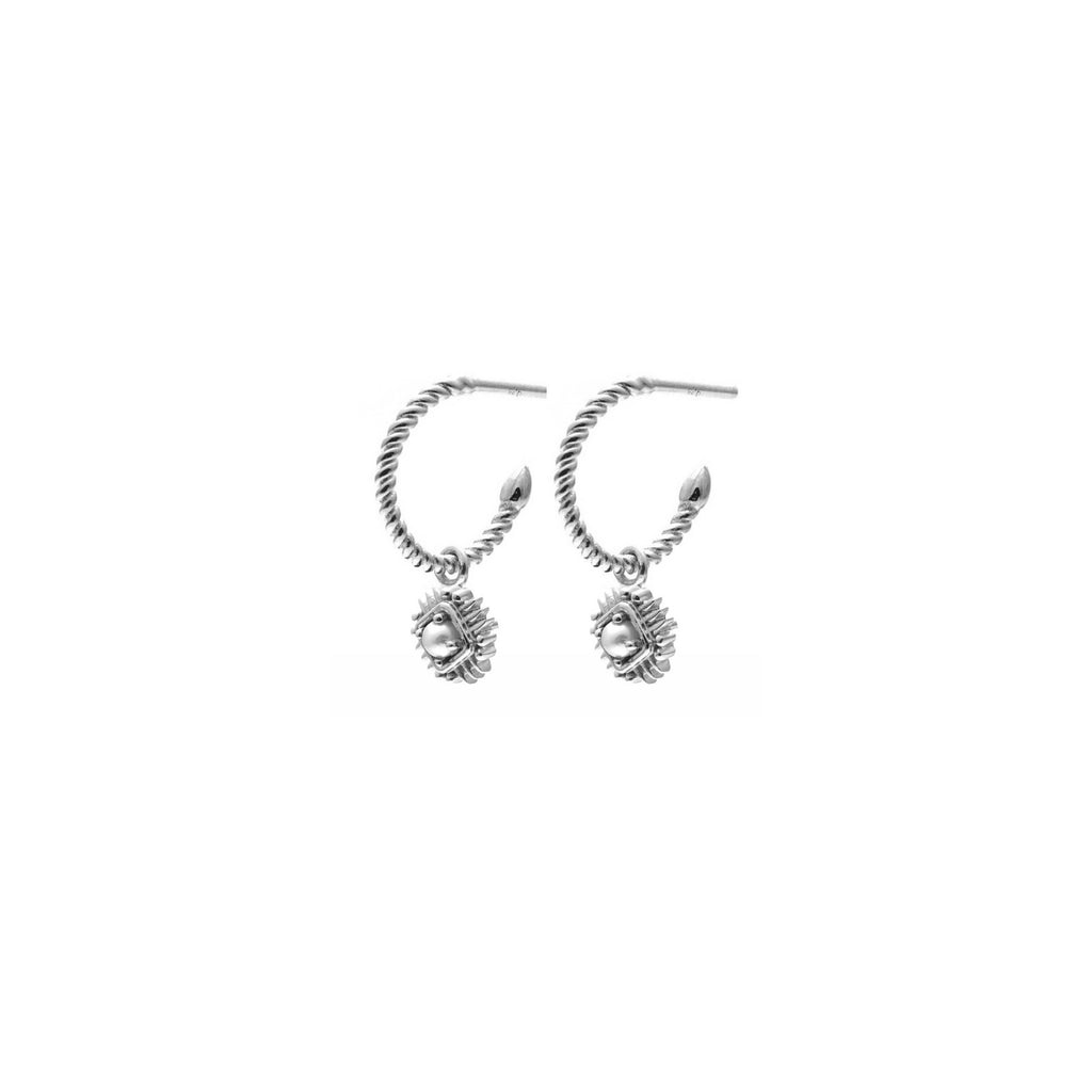 Silk & Steel Petite Perle Hoop Earrings | Sterling Silver + Pearl