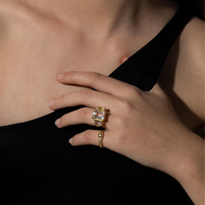 Silk & Steel Temptation Ring Gold Sterling Silver with Clear Crystal